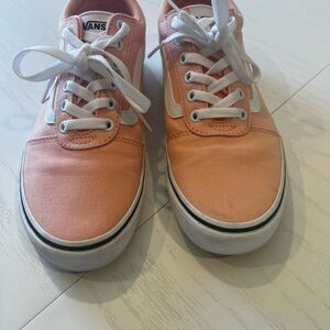 Women’s Vans Coral Canvas Sneakers with White Laces 9.5